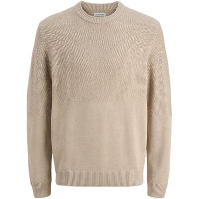 JACK & JONES Jjcarl stickad crew neck, Havregryn, L JACK & JONES Jjcarl stickad crew neck, Havregryn, L