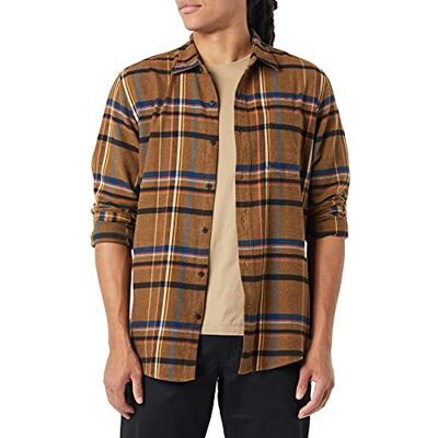 Amazon Essentials Men's Långärmad flanellskjorta (finns i Big & Tall), Svart Brun Blandad rutig, L Amazon Essentials Men's Långärmad flanellskjorta (finns i Big & Tall), Svart Brun Blandad rutig, L