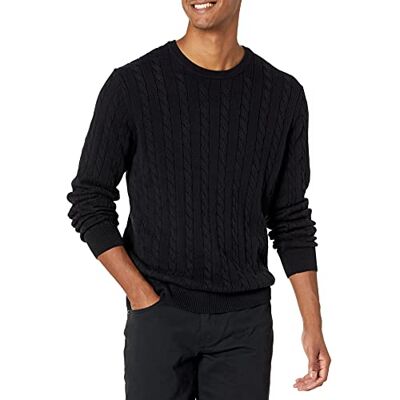 Amazon Essentials herr Crewneck kabel bomullströja, svart, XX-Large Amazon Essentials herr Crewneck kabel bomullströja, svart, XX-Large
