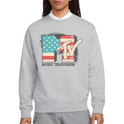 MTV - Logo MTV American Logo Crew Sweatshirt, Athletic Heather, Medium, Atletisk Heather, M MTV - Logo MTV American Logo Crew Sweatshirt, Athletic Heather, Medium, Atletisk Heather, M