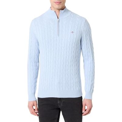 GANT bomullskabel, halv dragkedja, Ice Blue Melange, 3XL GANT bomullskabel, halv dragkedja, Ice Blue Melange, 3XL