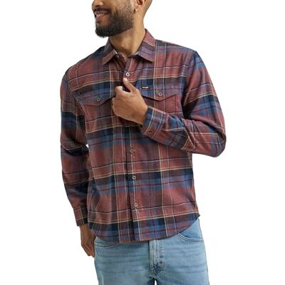 Wrangler Långärmad skjorta för män, bitter chokladpläd (flanell), Large Wrangler Långärmad skjorta för män, bitter chokladpläd (flanell), Large
