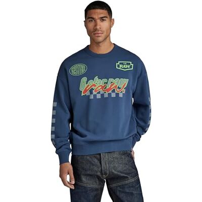 G-STAR RAW Moto Sport storlek lös R Sw tröja för män, Blå (Rank Blue D23895-b782-868), M G-STAR RAW Moto Sport storlek lös R Sw tröja för män, Blå (Rank Blue D23895-b782-868), M