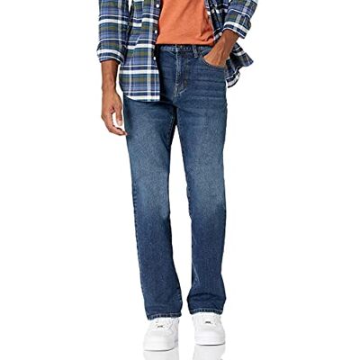 Amazon Essentials Men's Bootcut-jeans smal passform, Tvättad mellan, 36W / 32L Amazon Essentials Men's Bootcut-jeans smal passform, Tvättad mellan, 36W / 32L