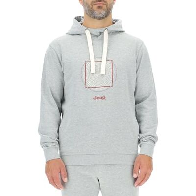 Jeep O102887-G347 J Huvtröja för män – träringar stort tryck J23W Herr Light Grey Melange S Jeep O102887-G347 J Huvtröja för män – träringar stort tryck J23W Herr Light Grey Melange S