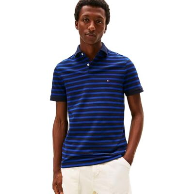 Tommy Hilfiger Kort ärm pikétröjor i normal passform med stretch och organisk pikébomull kortärmad pikétröja i normal passform med stretch och ekologisk piké bomull för män (1-pack), Blå Öken/Kilklack Tommy Hilfiger Kort ärm pikétröjor i normal passform med stretch och organisk pikébomull kortärmad pikétröja i normal passform med stretch och ekologisk piké bomull för män (1-pack), Blå Öken/Kilklack