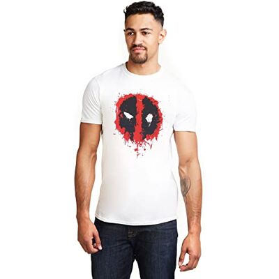 Marvel mäns Deadpool Paint Logo T-Shirt, Vitt, L Marvel mäns Deadpool Paint Logo T-Shirt, Vitt, L