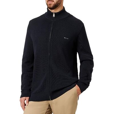 GANT Herr bomull Pique Zip Cardigan kofta, Evening Blue, standard, Kvällsblå, 3XL GANT Herr bomull Pique Zip Cardigan kofta, Evening Blue, standard, Kvällsblå, 3XL