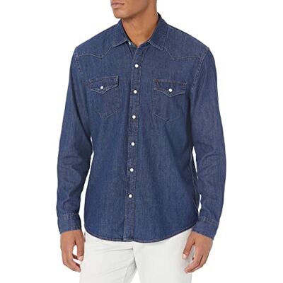 Amazon Essentials mäns normal passform långärmad denimskjorta, blå, XX-Large Amazon Essentials mäns normal passform långärmad denimskjorta, blå, XX-Large