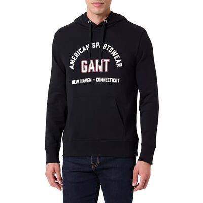 GANT Tryckt grafisk huvtröja, svart, M GANT Tryckt grafisk huvtröja, svart, M
