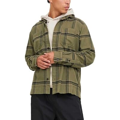 JACK & JONES Bestseller A/S Jcospace Logan Flannel Overshirt Ls fritidsskjorta, Svart/Kontroller: checks, XL JACK & JONES Bestseller A/S Jcospace Logan Flannel Overshirt Ls fritidsskjorta, Svart/Kontroller: checks, XL