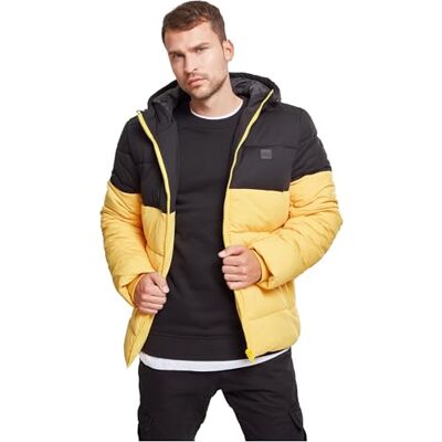 Urban Classics Herr Hooded 2-tone Puffer TB2425 Jacka, Gul, Svart, S Urban Classics Herr Hooded 2-tone Puffer TB2425 Jacka, Gul, Svart, S