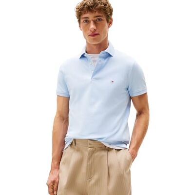 Tommy Hilfiger Men's 1985 Slim Short Sleeve Polo,Breezy Blue X-Large Tommy Hilfiger Men's 1985 Slim Short Sleeve Polo,Breezy Blue X-Large