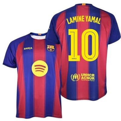 FC Barcelona FCB Lamine Yamal 25/26 T-shirt 1:a kläder för vuxna, officiell replika med namn och Dorsal del Barca FC Barcelona FCB Lamine Yamal 25/26 T-shirt 1:a kläder för vuxna, officiell replika med namn och Dorsal del Barca