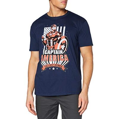 Marvel T-shirt med The First Avenger-flagga för män Marvel T-shirt med The First Avenger-flagga för män