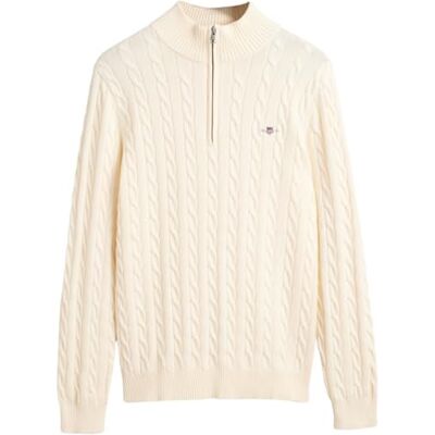 GANT bomullskabel, halv dragkedja, kräm, 5XL GANT bomullskabel, halv dragkedja, kräm, 5XL