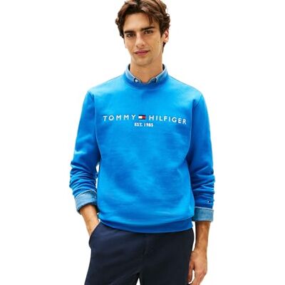 Tommy Hilfiger Tommy logo herrtröja utan huva, Blå (blå omloppsbana), M Tommy Hilfiger Tommy logo herrtröja utan huva, Blå (blå omloppsbana), M