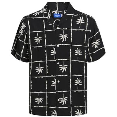 JACK & JONES JORLUKE Ocean Resort Shirt SS, svart, M JACK & JONES JORLUKE Ocean Resort Shirt SS, svart, M