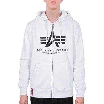 Alpha Industries Basic Zip Hoody Huvtröja Sweat för män White Alpha Industries Basic Zip Hoody Huvtröja Sweat för män White