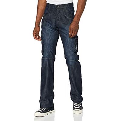 Kruze Jeans Jeans med lös passform för män, Blå (mörktvätt), 40W x 40L Kruze Jeans Jeans med lös passform för män, Blå (mörktvätt), 40W x 40L