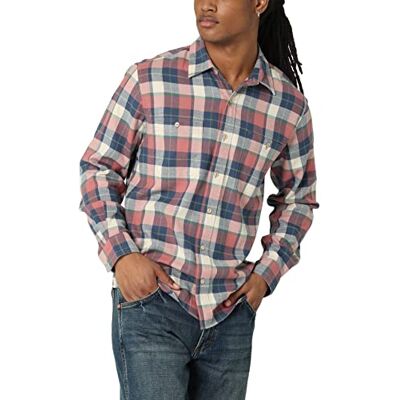 Wrangler Authentics Herr moln flanellskjorta med knäppning krage, död ros, liten Wrangler Authentics Herr moln flanellskjorta med knäppning krage, död ros, liten