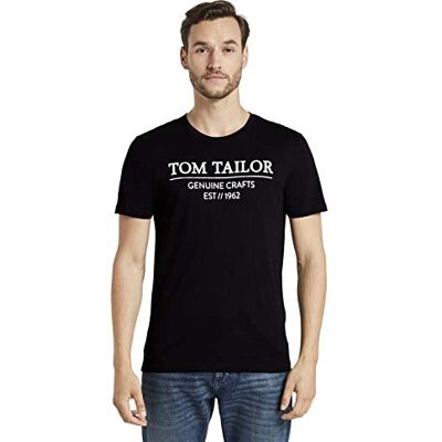 TOM TAILOR herr T-shirt med logoptryck 1021229, 29999 Black, S TOM TAILOR herr T-shirt med logoptryck 1021229, 29999 Black, S