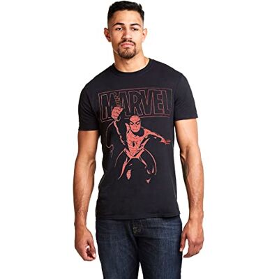 Marvel Spindelmannens logotyp Swing T-shirt för män, Svart (svart blk), XL Marvel Spindelmannens logotyp Swing T-shirt för män, Svart (svart blk), XL