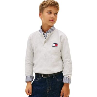 Tommy Hilfiger pojke Heritage Henley våffeltröja LS KB0KB10166 andra toppar, grå (mellangrå ljung), 10 år, Grå (mittgrå ljung), 10 år Tommy Hilfiger pojke Heritage Henley våffeltröja LS KB0KB10166 andra toppar, grå (mellangrå ljung), 10 år, Grå (mittgrå ljung), 10 år