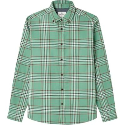 Springfield Checks Twill Shirt, grön, L för män Springfield Checks Twill Shirt, grön, L för män
