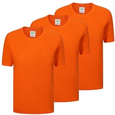MISEMIYA 3-pack T-shirt med korta ärmar i 100% bomull 3-TS135, Orange, M MISEMIYA 3-pack T-shirt med korta ärmar i 100% bomull 3-TS135, Orange, M