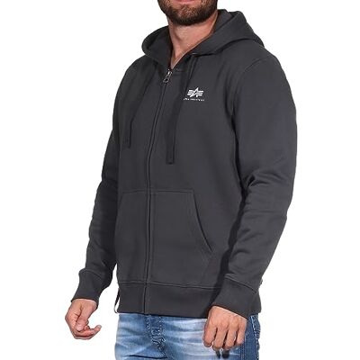 Alpha Industries Basic Zip Hoody SL Hooded Sweat-Huvtröja för män Vintage Grey Alpha Industries Basic Zip Hoody SL Hooded Sweat-Huvtröja för män Vintage Grey