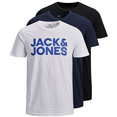 JACK & JONES Jack&Jones Essentials T-shirt för män, Svart/förpackning: 1 svart 1 marinblå 1 vit, XS JACK & JONES Jack&Jones Essentials T-shirt för män, Svart/förpackning: 1 svart 1 marinblå 1 vit, XS