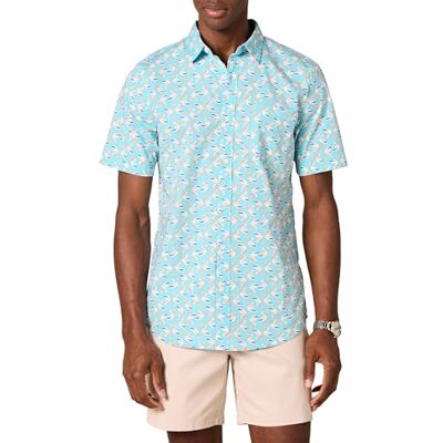 Amazon Essentials mäns Slim-Fit kortärmad poplin-skjorta, aquablått, Small Amazon Essentials mäns Slim-Fit kortärmad poplin-skjorta, aquablått, Small
