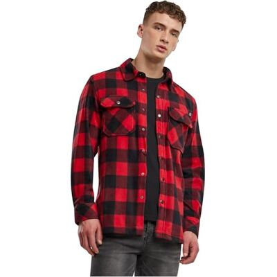 Brandit Herrar Jeff fleeceskjorta, långärmad skjorta, Röd/svart, 3XL Brandit Herrar Jeff fleeceskjorta, långärmad skjorta, Röd/svart, 3XL