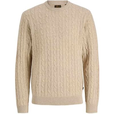 JACK & JONES Jprcclambsull stickad kabel crew neck, Silverfoder, S JACK & JONES Jprcclambsull stickad kabel crew neck, Silverfoder, S