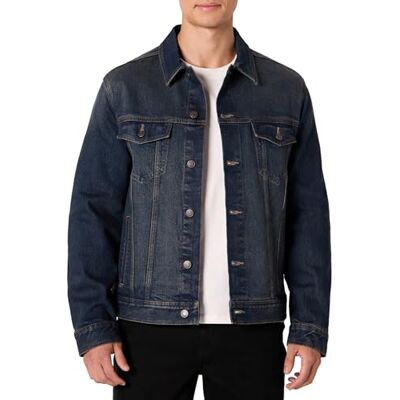 Amazon Essentials mäns låg stretch normal passform jeansjacka, Tonad mörk tvätt, S Amazon Essentials mäns låg stretch normal passform jeansjacka, Tonad mörk tvätt, S