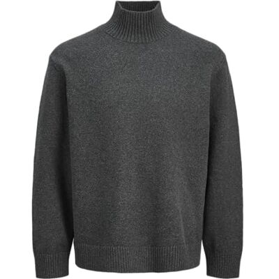 JACK & JONES JACK&JONES Jorsoft Knit High Neck, Mörkgrå melange, S JACK & JONES JACK&JONES Jorsoft Knit High Neck, Mörkgrå melange, S