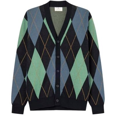 Springfield Structured Rhombus NU Cardigan Blå L för män Springfield Structured Rhombus NU Cardigan Blå L för män