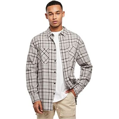 Urban Classics Herr lång överdimensionerad check Shirt, grå/svart, S, Grå/svart, S Urban Classics Herr lång överdimensionerad check Shirt, grå/svart, S, Grå/svart, S