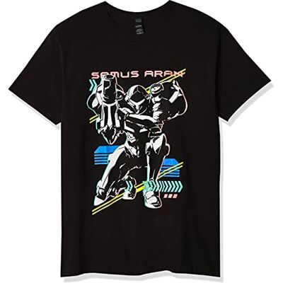 Nintendo Metroid Graphic T-shirt för män, Svart // Samus Aran Neon, M Nintendo Metroid Graphic T-shirt för män, Svart // Samus Aran Neon, M