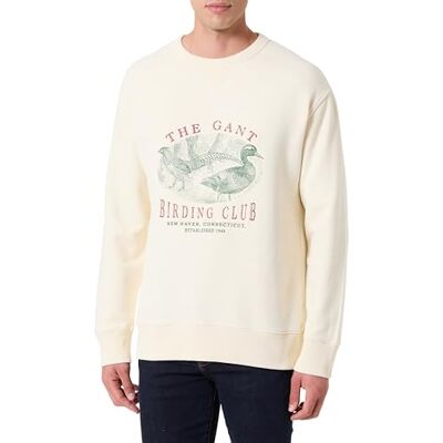 GANT Graphic C-Neck Sweat, Elfenbensvit, XL GANT Graphic C-Neck Sweat, Elfenbensvit, XL