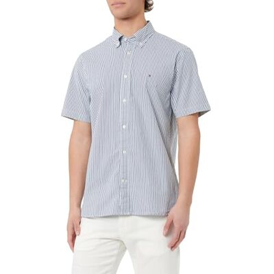 Tommy Hilfiger WCC Flex POPLIN STP RF skjorta S/S, Blå (natthimmel/optisk vit), S Tommy Hilfiger WCC Flex POPLIN STP RF skjorta S/S, Blå (natthimmel/optisk vit), S