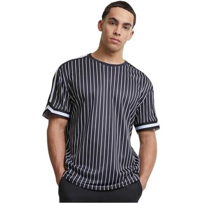 Urban Classics T-shirt för män, överdimensionerad randig mesh, svart/vit M, svart/vit, M Urban Classics T-shirt för män, överdimensionerad randig mesh, svart/vit M, svart/vit, M