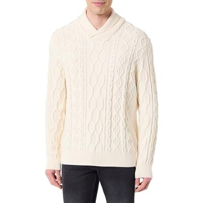 GANT Cable Shawl Collar, kräm, 3XL GANT Cable Shawl Collar, kräm, 3XL