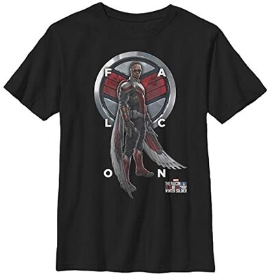 Marvel Likeness Winter Soldier Falcon Grid Text Boy's Solid Crew Tee Svart, Youth X-Small, svart, XS Marvel Likeness Winter Soldier Falcon Grid Text Boy's Solid Crew Tee Svart, Youth X-Small, svart, XS