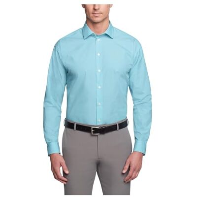 Kenneth Cole Herrskjorta med normal passform, Aqua, 17"-17.5" Neck 36"-37" Sleeve Kenneth Cole Herrskjorta med normal passform, Aqua, 17"-17.5" Neck 36"-37" Sleeve