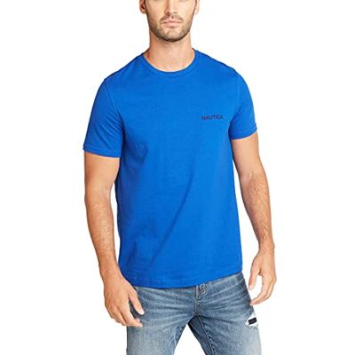 Nautica Kortärmad T-shirt med rund hals för män, Ljus koboltfast, S Nautica Kortärmad T-shirt med rund hals för män, Ljus koboltfast, S