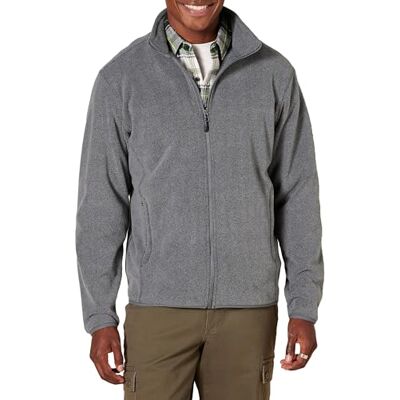 Amazon Essentials Men's Fleecejacka med dragkedja (finns i Big & Tall), Kolsvart ljung, M Amazon Essentials Men's Fleecejacka med dragkedja (finns i Big & Tall), Kolsvart ljung, M