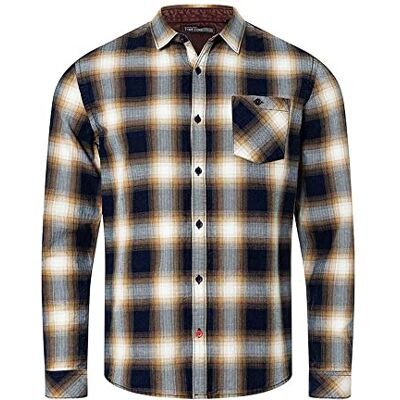 Timezone Herr Effect Weave Shirt Shirt Navy Ochre Check, XXL Timezone Herr Effect Weave Shirt Shirt Navy Ochre Check, XXL
