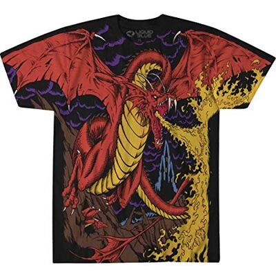 Liquid Blue Flytande blå drake vintage heltäckande tryck kortärmad t-shirt Liquid Blue Flytande blå drake vintage heltäckande tryck kortärmad t-shirt